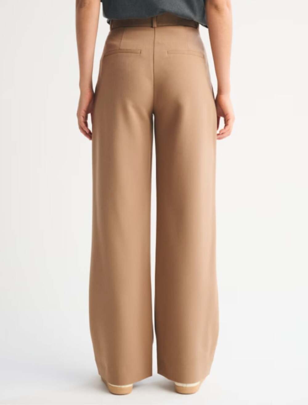 Abercrombie A&F Sloane Tailored Wide Leg Pant in Khaki Brown Size 33 - Picture 2 of 8